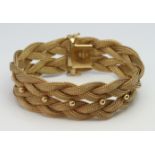 Yellow metal (tests 18ct) plaited Bracelet weight 46.6g