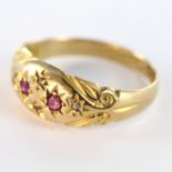18ct Gold Ruby and Diamond Gypsy style Ring size I weight 1.9g