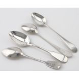 Four Aberdeen silver teaspoons for William Jamieson, George Booth, James Erskine and William