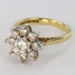 18ct Gold Floral set Diamond Ring approx 0.65ct weight size G weight 3.5g