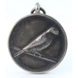 Hallmarked Silver Fob Crested Canary Club Awarded to R. McClement Glasgow 1937 weight 17.5g