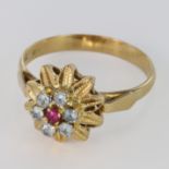 18ct Gold Ruby/Diamond set Ring size M weight 3.4g