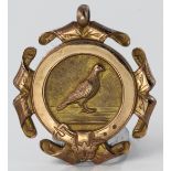 9ct Gold Pigeon Fob New Mills and Dist. F.S. Open Show 1922 won by Geo. A. Redfern weight 14.5g
