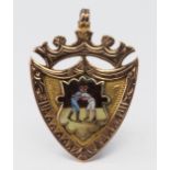 9ct Gold enamelled Wrestling Fob weight 4.5g