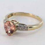 9ct Gold Brown heart shaped Topaz Ring size N weight 1.9 grams