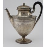 Well made Georgian style Victorian silver coffee pot bears inscription to F.L. Davis for his