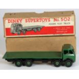 Dinky Supertoys Foden Flat Truck (no. 502), green cab & back, black chassis, silver flash, contained