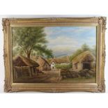 Cole (A.) 1890 oil on canvas Village Scene, attributed to reverse as 'The Old Homestead,