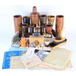 Miscellania. A collection of miscellaneous items, including several treen items, dice shakers,
