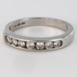 Platinum Ring channel set with 7 Diamonds approx 0.35ct weight size K weight 4.8g