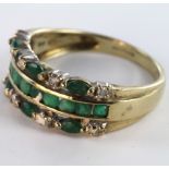 9ct Gold Emerald and Diamond QVC Ring size R weight 3.6g