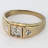 9ct Gold pave set Diamond Ring size R weight 3.3g