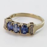 9ct Gold Sapphire and Diamond Ring size N weight 2.3 grams