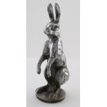 Alvis chrome car mascot, depicting a standing hare, circa 1930s, height 11cm approx.