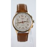 Altamira Swiss made 18ct gold antimagnetic chronograph gents wristwatch. Watch working when