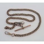 Hallmarked 9ct Gold pocket watch chain with "T" Bar, length approx. 41cm and weighing 40.9g