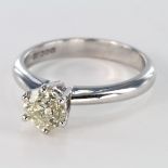 18ct white gold solitaire Diamond ring, approx 0.77ct, size L