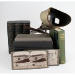 Victorian stereoscopic viewer with a collection of stereoscopic photographs by Underwood & Underwood