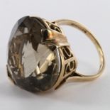 9ct Gold large Heart shaped Smoky Quartz Ring size K weight 10.0 grams