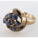 14ct Gold Sapphire set Ring (1 stone missing) size M weight 5.1g