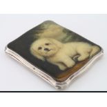 Silver enamel cigarette case, circa 1920s, hallmarked 'Birmingham 1925', gilt lined, lid with enamel