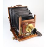 Thornton Pickard mahogany plate camera, retailed by John Piggott, London, circa 19th century,