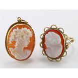 9ct Gold Cameo Ring size L and Cameo pendant weight 6.6g