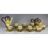Staffordshire eggshell porcelain silver cased tea set, comprising teapot, coffee pot, milk jug,
