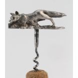 Silver corkscrew in the form of a fox, hallmarked Birmingham 1997 by Albert Edward Jones. Total