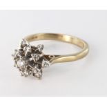 9ct Gold floral Cluster Ring set with CZ size N weight 3.3g