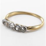 Yellow metal (tests 18ct Gold) 5 stone Diamond Ring approx 0.50ct weight size O weight 2.1g
