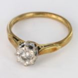 18ct Gold Solitaire Diamond Ring size I weight 2.4g