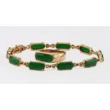 14k Gold Jadeite Ring (size R) and matching Bracelet weight 14.7g