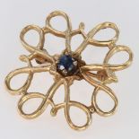 9ct Gold Sapphire set Brooch weight 2.2g