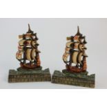 Pair of cast iron ship bookends, height 17.5cm approx.