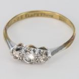 18ct Gold/Platinum three stone Diamond Ring approx 0.20ct weight size O weight 1.9g