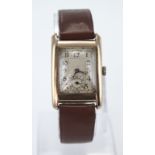 Gents 9ct cased wristwatch import marks for Glasgow 1930, watch working when catalogued