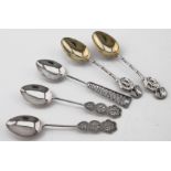 Five Chinese silver spoons, three of which relate to Hong Kong. Weight 2 oz. approx.