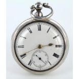 Silver pair cased pocket watch, hallmarked London 1863 (both cases).