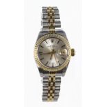 Ladies Steel & Gold Rolex Oyster Peretual date wristwatch, on a Rolex steel and gold Jubilee