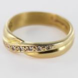 18ct Gold Diamond set Ring size J weight 4.3g