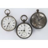 Three silver open face pocket watches (AF)