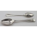 Two Scottish Provincial silver teaspoons comprising a Fiddle pattern Dumfries spoon for David Gray