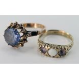 Two 9ct/Yellow Gold Amethyst set Rings weight 7.9g
