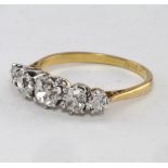 18ct Gold 5 stone Diamond Ring approx 1.20ct weight size O weight 2.8g