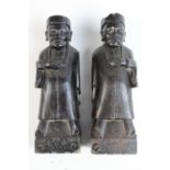 Two Chinese carved stone statues, circa early to mid 20th century, some damage, height 18cm approx.