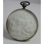Birmingham and Midland Counties Exhibition medal, cast with livestock to recto and inscribed to