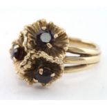 9ct Gold 3 stone Garnet Ring size L weight 6.2g