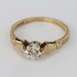 9ct Gold Solitaire Diamond Ring size L weight 1.9g
