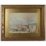 Watercolour, depicting an Italian lake, possibly lake Como, unsigned, mounted, framed & glazed,